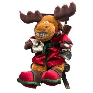 Grandma Got Run Over By A Reindeer Animated Rocking chair Moose Plush 14" READ